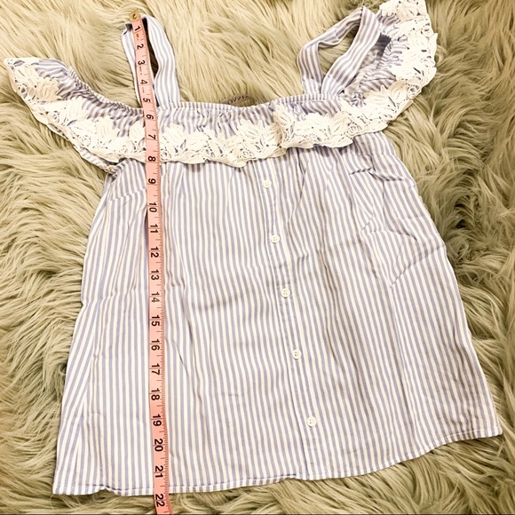 OASIS Blue and White Striped off the shoulder - Picture 11 of 13